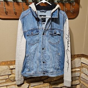 Hollister Advanced Stretch Hooded Sweatshirt Jean Jacket Size XL